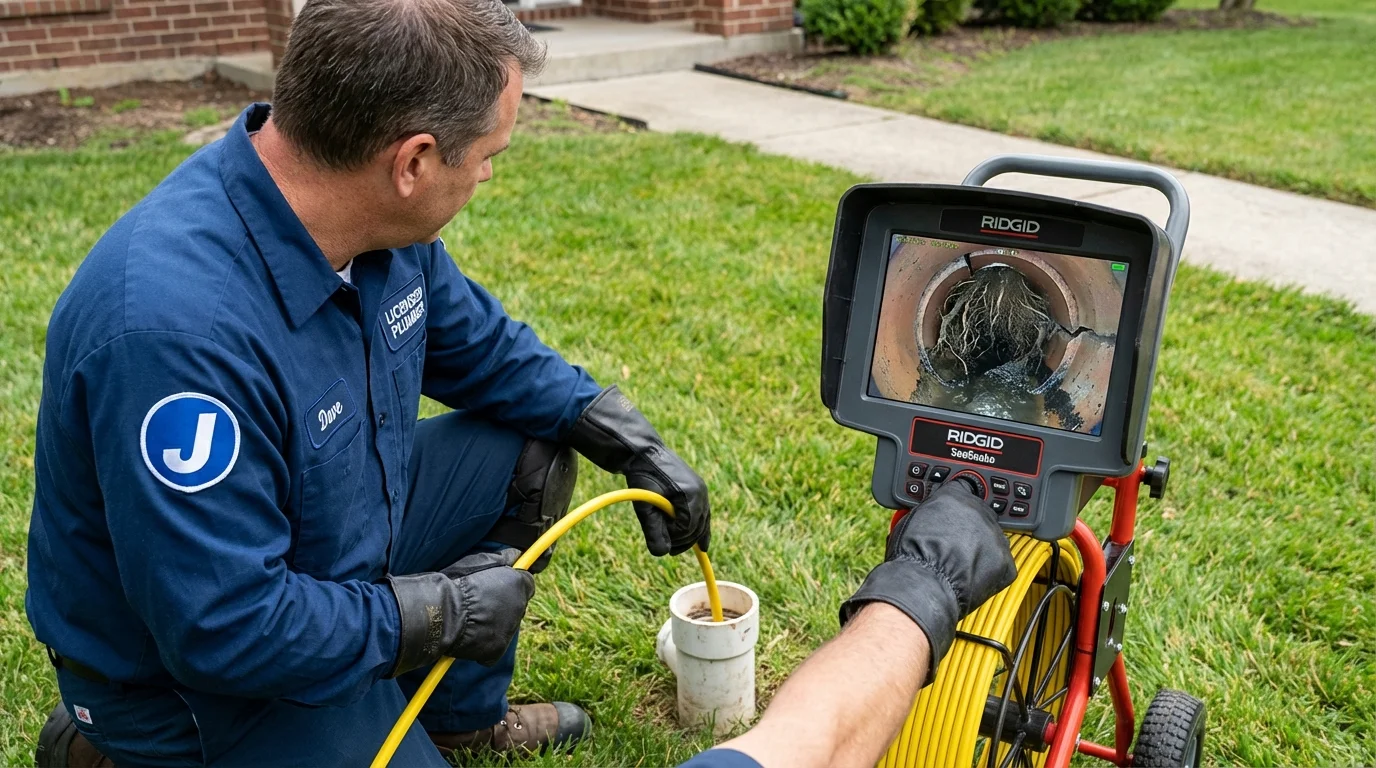 Sewer camera inspection being performed by Johns Plumbing LLC in Columbus Junction