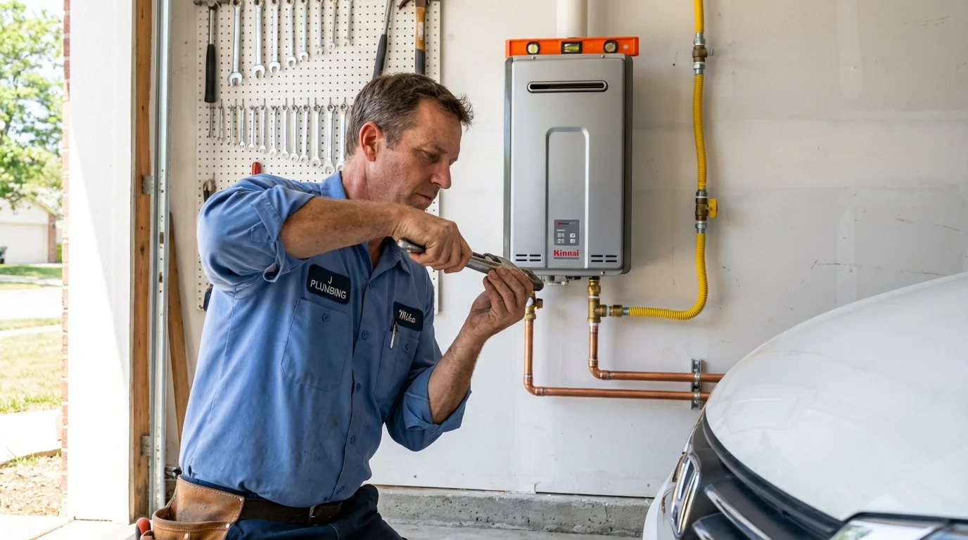 Tankless water heater installation by a Johns Plumbing LLC plumber in Columbus Junction